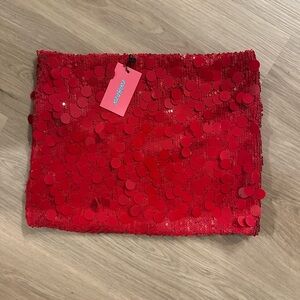 NEW WITH TAGS Edikted Red Sequin Mini Skirt